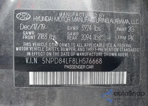 2020 Hyundai Elantra Sel из США, поврежденный, VIN 5NPD84LF8LH576668